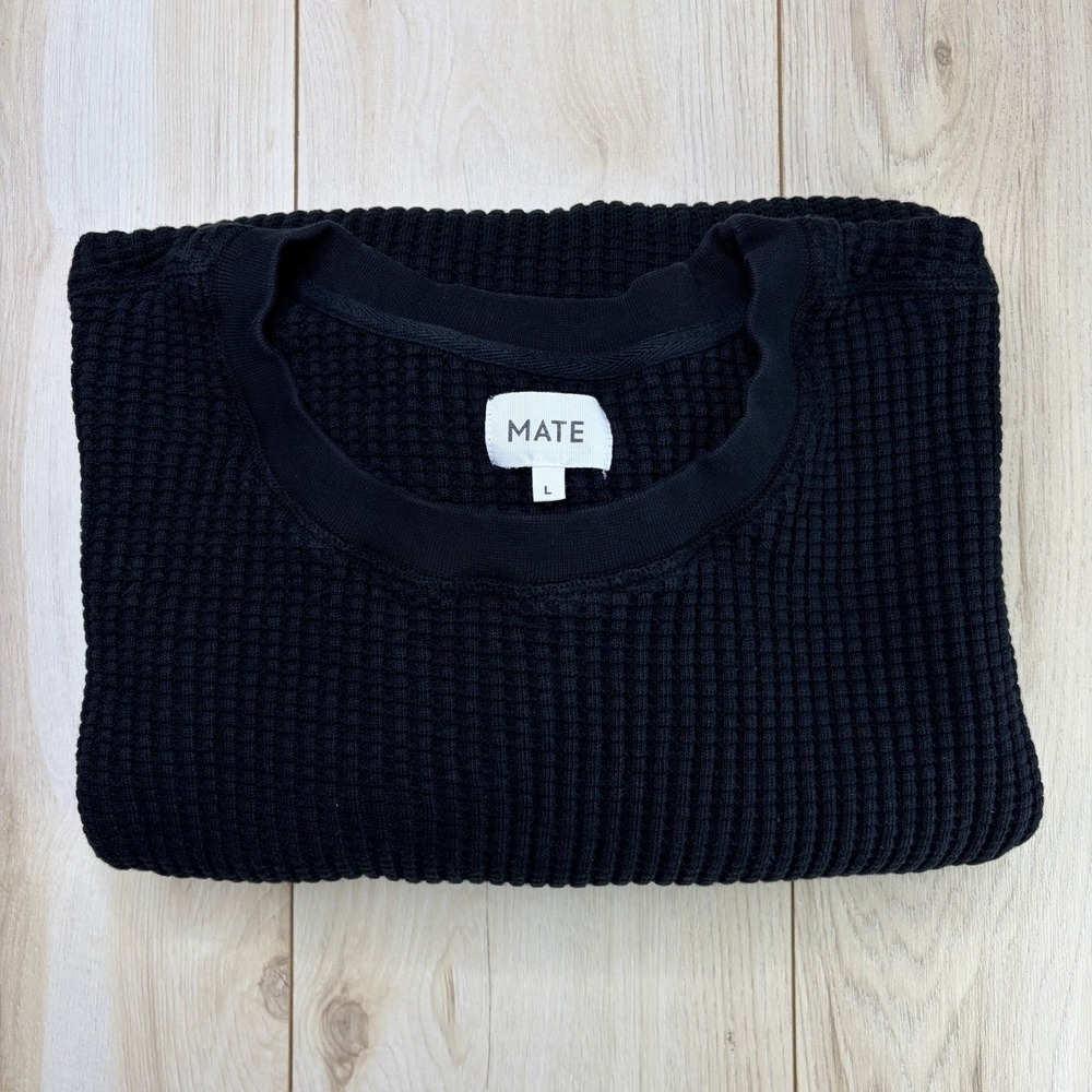 MATE Heavyweight Organic Cotton Oversized Waffleknit Shirt Womens Large Black